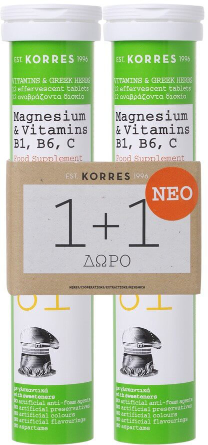 Korres 1+1 Magnesium & Vitamins B1 B6 C 2x12eff.tabs