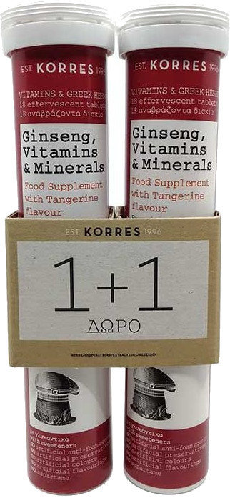 Korres 1+1 Ginseng Vitamins & Minerals 2x18eff.tabs