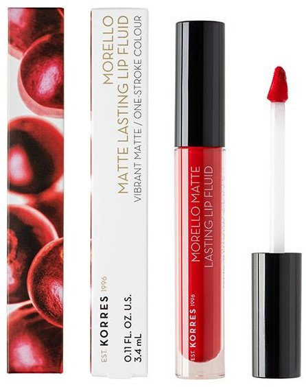 Korres Morello Matte Lasting Lip Fluid Poppy Red 3.4ml