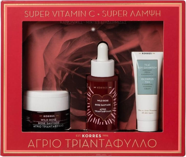 Korres Wild Rose Day Cream & Serum & Cleansing Emulsion Set