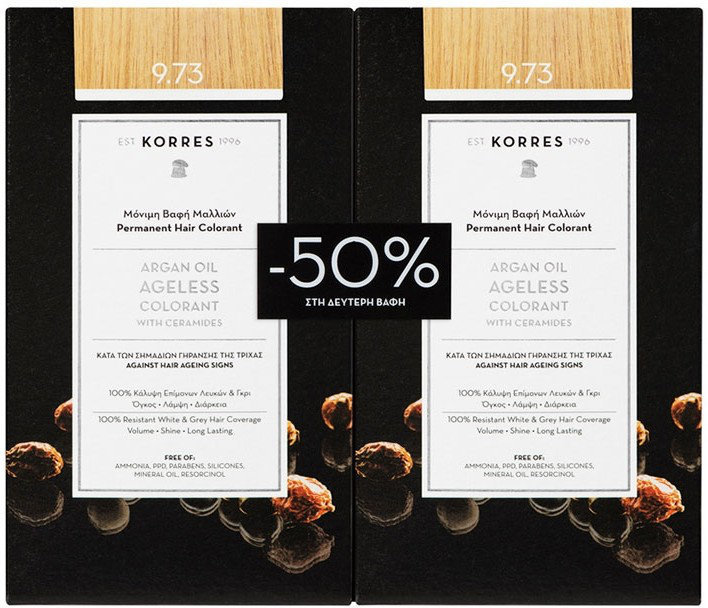 Korres 1+1 Argan Oil Ageless Colorant Νο9.73 2x50ml
