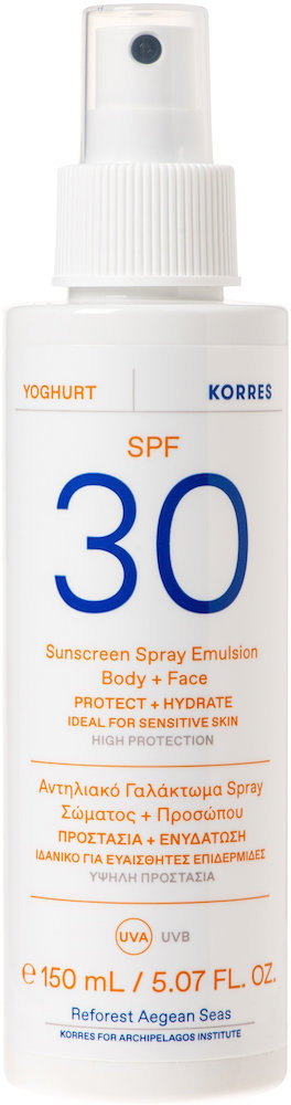 Korres Yoghurt Sunscreen Spray Emulsion Face & Body SPF30 15