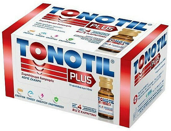 Tonotil Plus Συμπλήρωμα Mε 4 Αμινοξέα B12+Καρνιτίνη 15x10ml Tonotil Plus Συμπλήρωμα Mε 4 Αμινοξέα B12+Καρνιτίνη 15x10ml