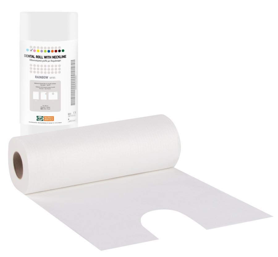 Rainbow Dental Towel in Roll with Neckline White 1τμχ