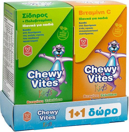 Vican Chewy Vites Kids 1+1 Δώρο Iron & Vitamin C