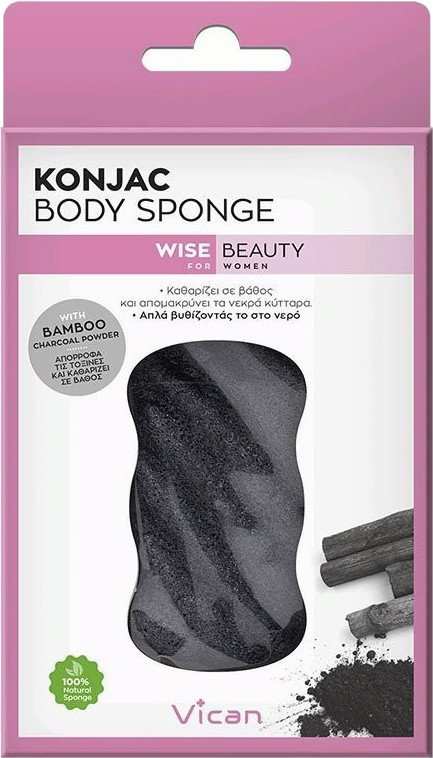 Vican Wise Beauty Body Konjac Sponge Bamboo Charcoal 1τμχ