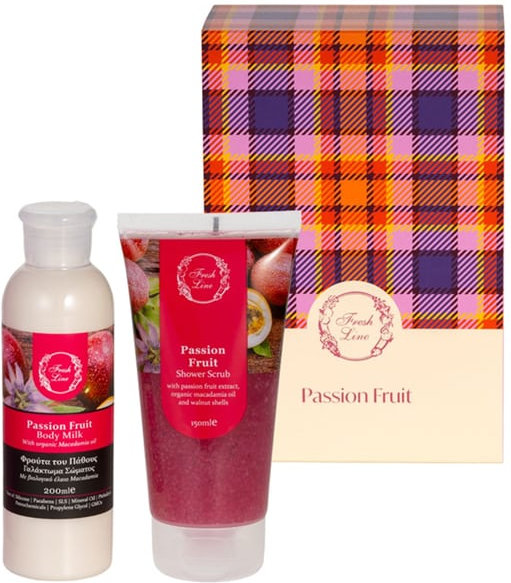 Fresh Line Passion Fruit Shower Scrub 150ml & Body Lotion 200ml, 2τμχ