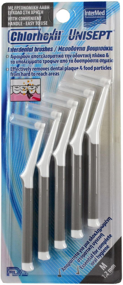 Intermed Chlorhexil Interdental Brushes M 1.2mm Grey 5τμχ