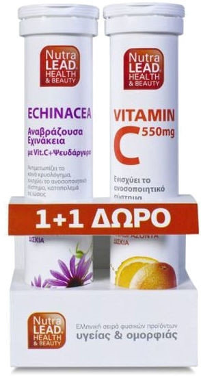 NutraLead 1+1 Echinacea Vit C Zinc & Vit.C 550mg 2x20eff.tab