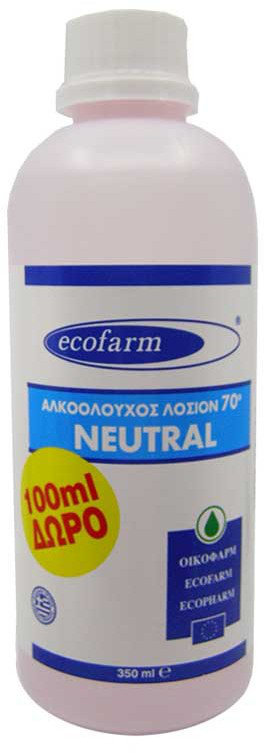 Ecofarm Neutral 70° Οινόπνευμα Λοσιόν Αλκοολούχος 350ml