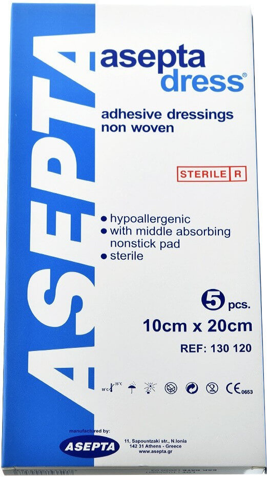 Asepta Dress Adhesive Dressings Non Woven 10cmx20cm 5τμχ