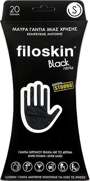 Filoskin Black Nitrile Extra Strong Small Powder Free 20τμχ