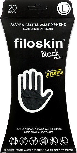 Filoskin Black Nitrile Extra Strong Large Powder Free 20τμχ