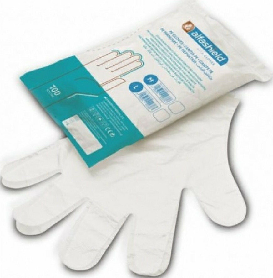 Alfashield Medical Gloves L Polyethylene Powder Free 100τμχ