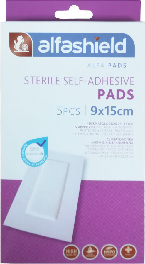 Alfashield Sterile Self Adhesive Pads 9x15cm 5τμχ Alfashield Sterile Self Adhesive Pads 9x15cm 5τμχ
