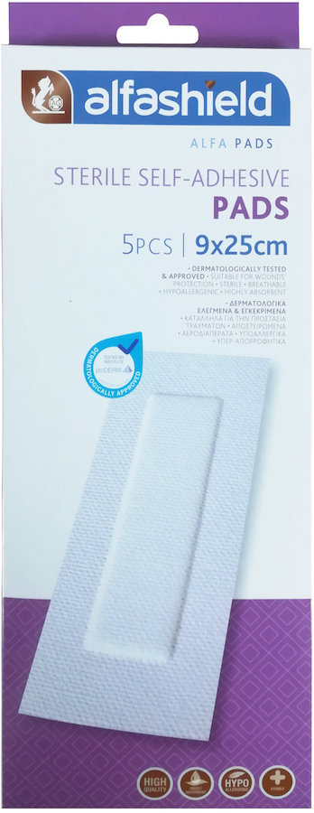 Alfashield Sterile Self Adhesive Pads 9x25cm 5τμχ