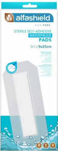 Alfashield Sterile Self Adhesive Waterproof Pads 9x25cm 5τμχ