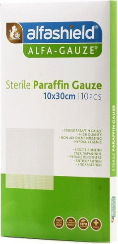 Alfashield Sterile Paraffin Gauze 10x30cm 10τμχ
