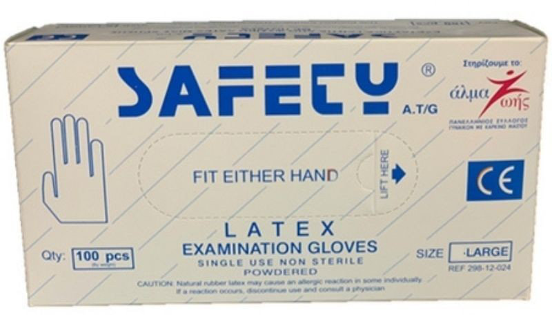 Anats Safety Latex Examination Gloves Large Powdered 100τμχ