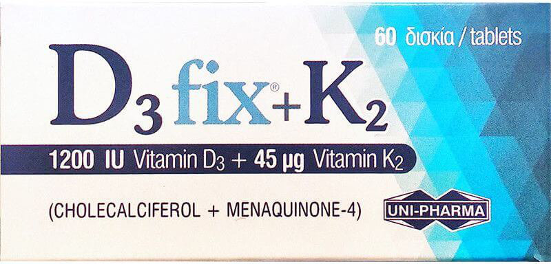 UniPharma D3 Fix 1200iu + K2 45mg 60tabs UniPharma D3 Fix 1200iu + K2 45mg 60tabs