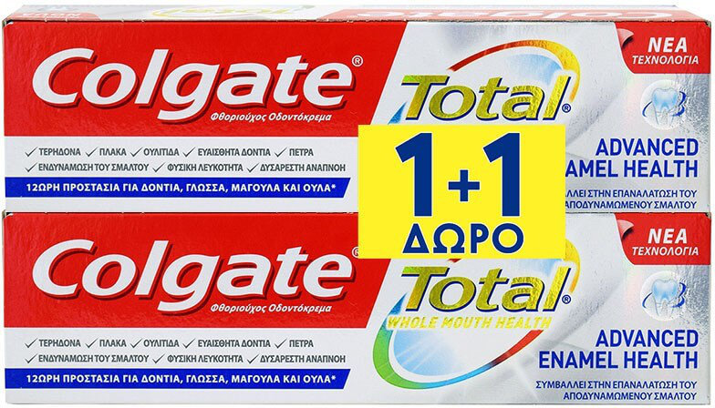 Colgate 1+1 Total Advanced Enamel Health Toothpaste 2x75ml