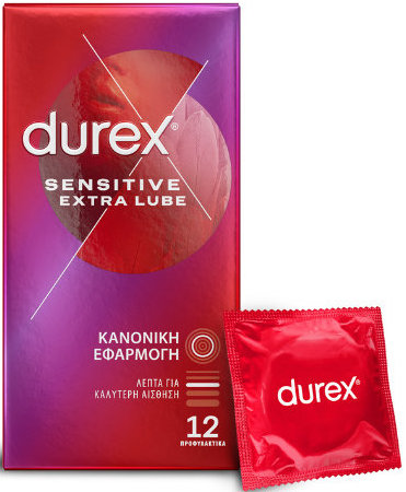 Durex Sensitive Extra Lube Condoms 12τμχ Durex Sensitive Extra Lube Condoms 12τμχ