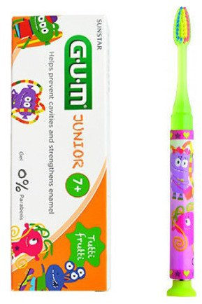 Sunstar Gum Junior LightUp Soft Yellow Toothbrush & Paste