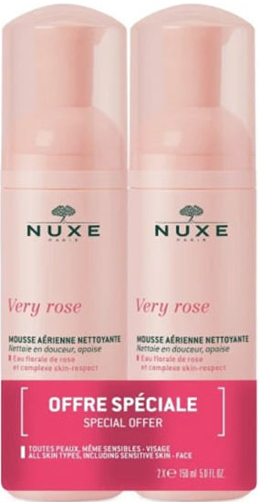 Nuxe Very Rose Light Cleansing Foam, Αφρός Καθαρισμού 2x150m