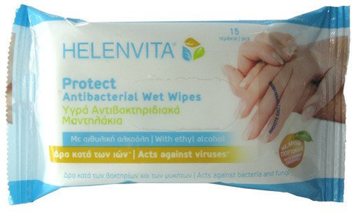 Helenvita Protect Antibacterial Wet Wipes 15τμχ Helenvita Protect Antibacterial Wet Wipes 15τμχ