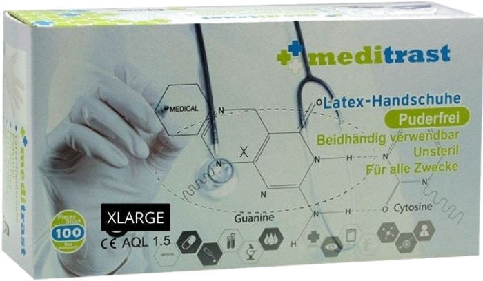 Meditrast Latex Gloves Slightly Powdered X-Large 100τμχ