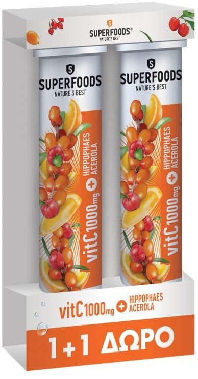 Superfoods 1+1 Vitamin C 1000mg Hippophaes/Acerola 2x20eftbs