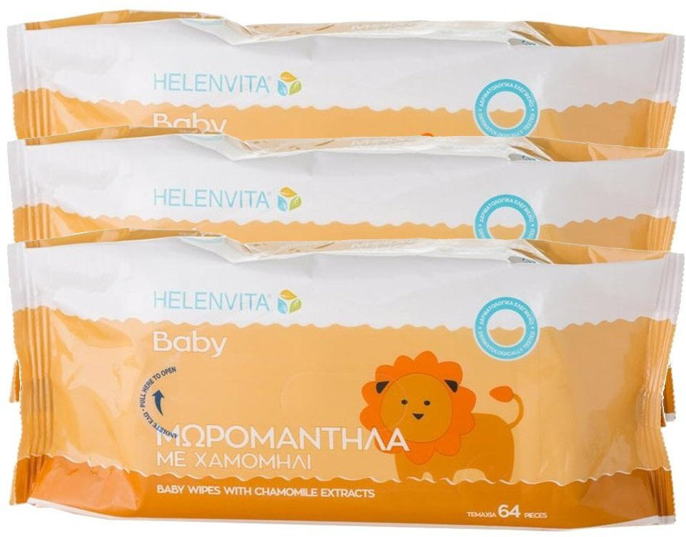 Helenvita 2+1 Baby Wipes Μωρομάντηλα 3x64τμχ