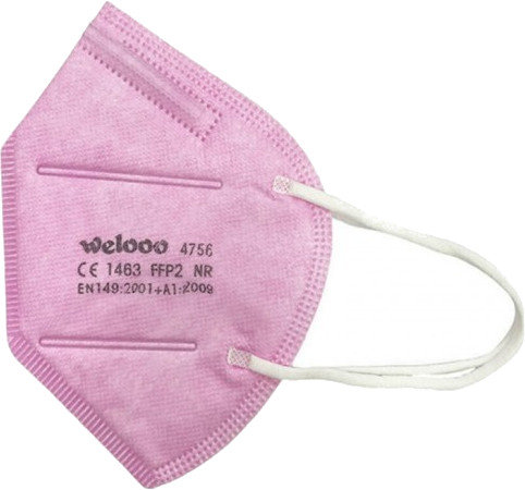 Welooo FFP2 NR BFE 98% Filtering Half Mask Pink 10τμχ
