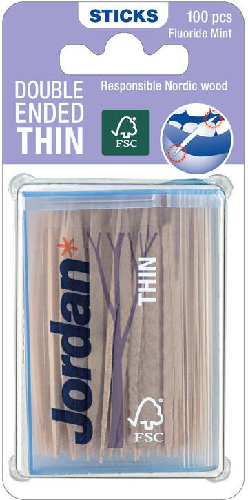 Jordan Dental Sticks Thin Fluoride Mint 100pcs
