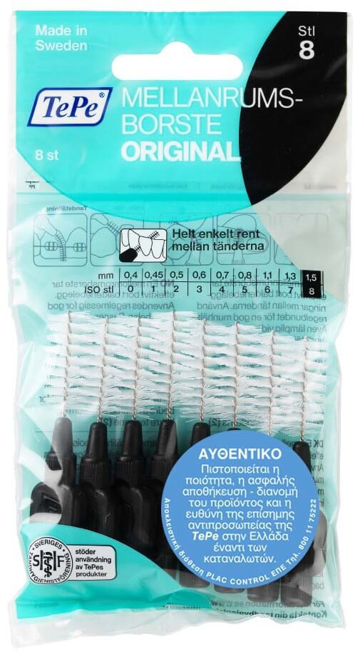 TePe International Brush Original 1.5mm Size 8 Black 8τμχ