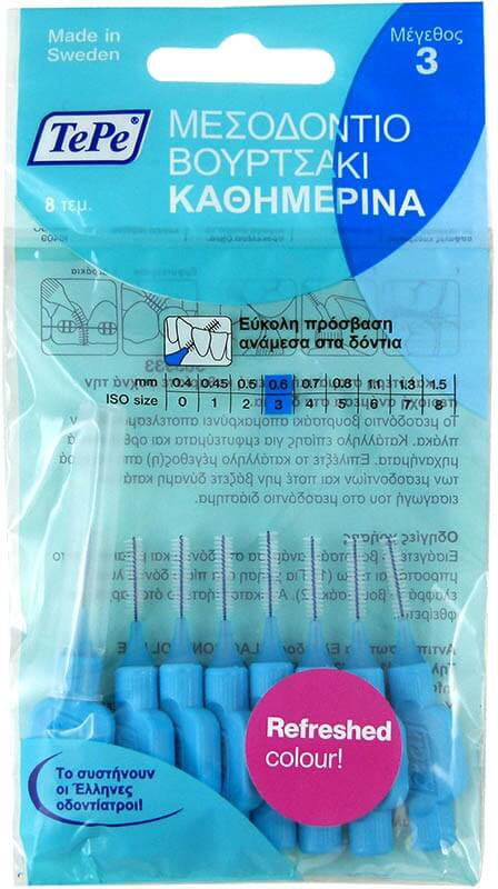 TePe International Brush Original 0.6mm Size 3 Blue 8τμχ
