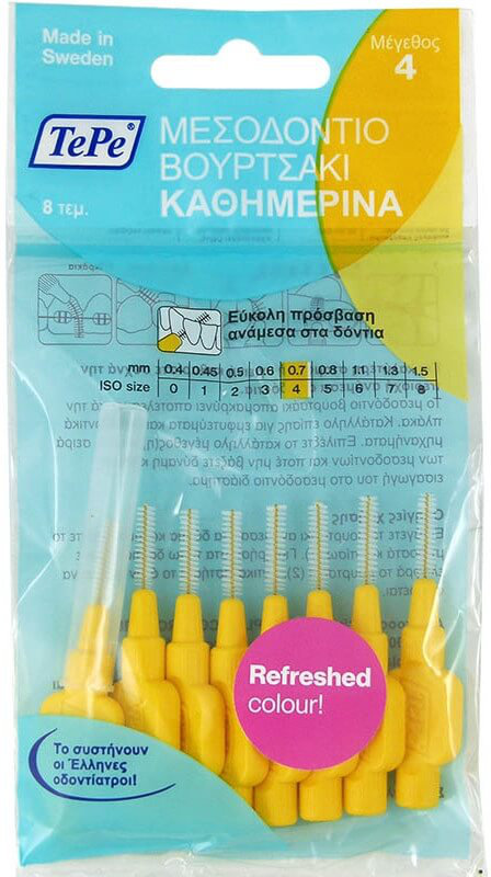 TePe International Brush Original 0.7mm Size 4 Yellow 8τμχ