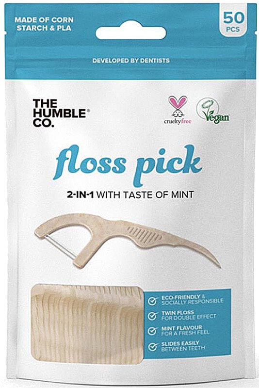 The Humble Co. Corn Starch Floss Picks 2in1 Mint 50τμχ