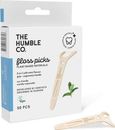 The Humble Co. Floss Picks 2in1 Mint Flavor 50τμχ