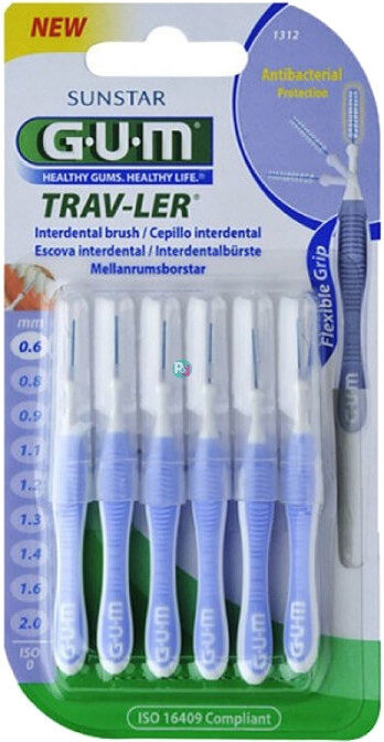 Sunstar Gum Trav-Ler Interdental Brush 0.6mm Purple 6τμχ