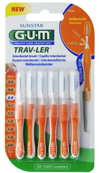 Sunstar Gum Trav-Ler Interdental Brush 0.9mm Orange 6τμχ
