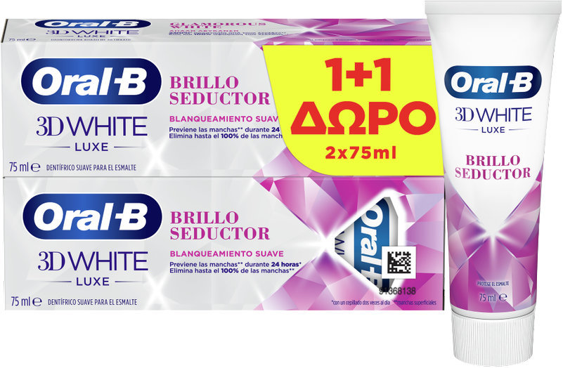 Oral-B 1+1 Δώρο 3D White Luxe Glamorous White 2x75ml