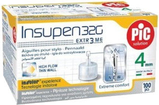 Pic Solution Insupen 32G 4mm Thin Wall Pen Needles 100pcs