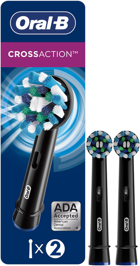 Oral-B Pro Cross Action Electric Toothbrush Head Black 2τμχ