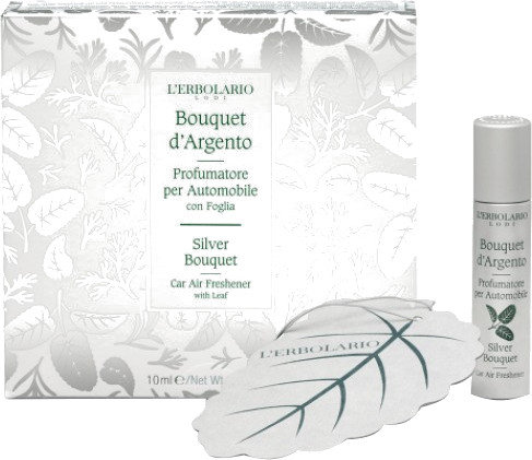 L' Erbolario Silver Bouquet Car Air Freshener with Leaf 10ml