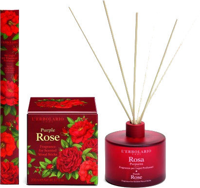 L' Erbolario Purple Rose Fragrance Scented Wood Sticks 200ml