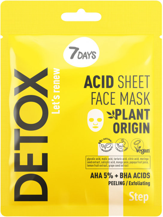 7DAYS Acid Sheet Face Mask AHA (5%) + BHA 25g