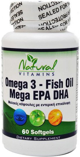 Natural Vitamins Omega 3 Fish Oil 1000mg 60softgels
