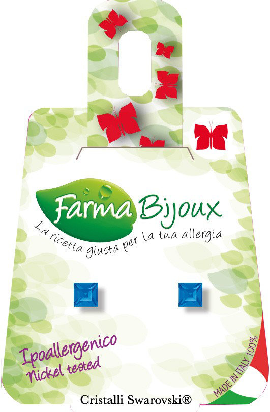 Farma Bijoux Υποαλλεργικά Σκουλαρίκια Τετράγωνο Μπλε 4mm