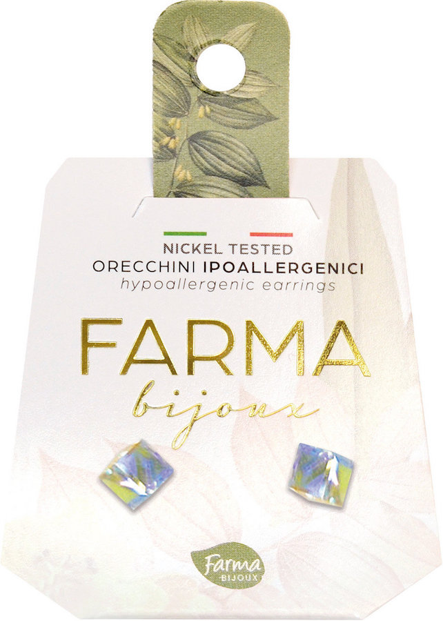Farma Bijoux Υποαλλεργικά Σκουλαρίκια Κύβοι Ιριδίζοντες 4mm